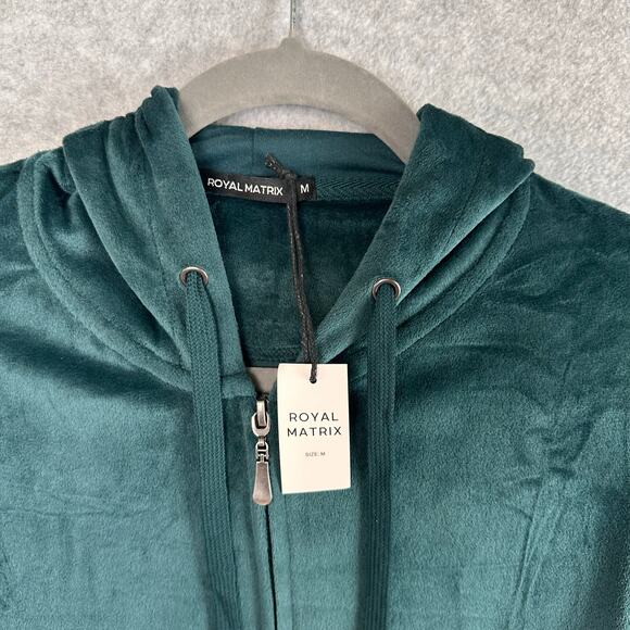 Royal Matrix 2 Piece Velour Tracksuit Women's Size M Green Full Zip Pull On Pant - Picture 3 of 9